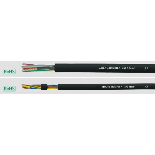 HELU 35006-500 kabel s gumovou izolací H05RR-F 3 G 1 mm² černá 500 m