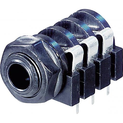 Rean AV NYS216 jack konektor 6.35 mm zásuvka, vestavná horizontální Pólů: 3 stereo černá 1 ks