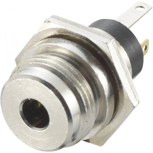 Jack konektor 3,5 mm stereo, zásuvka vestavná vertikální, 3pól., stříbrná