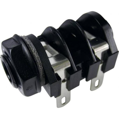 Cliff CL1130A jack konektor 6.35 mm zásuvka, vestavná horizontální Pólů: 2 mono černá 1 ks