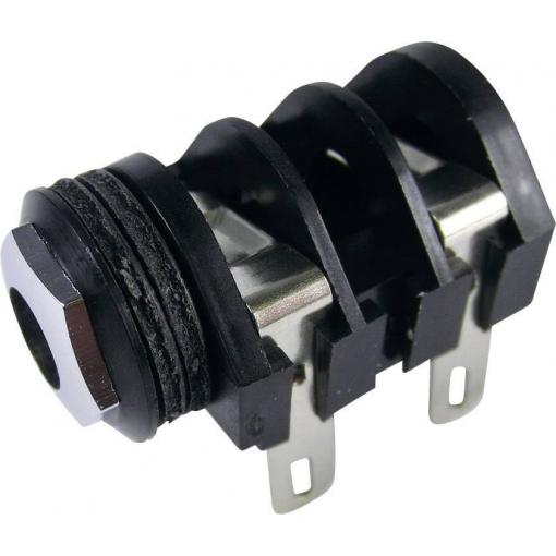 Cliff CL1282A jack konektor 6.35 mm zásuvka, vestavná horizontální Pólů: 2 mono černá 1 ks
