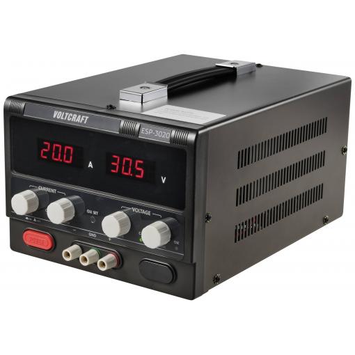 VOLTCRAFT ESP-3020 laboratorní zdroj s nastavitelným napětím, 0 - 30 V/DC, 0 - 20 A, 600 W, zásuvka 4 mm , kompaktní forma, výstup 1 x, VC-12609900