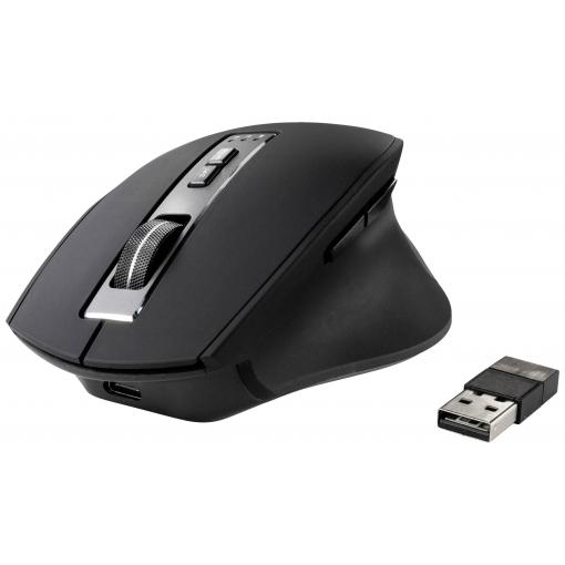 Renkforce RF-WM-300 optická ergonomická myš, přenos Bluetooth®, bezdrátový, 7 tlačítko, 2400 dpi, černá/šedá