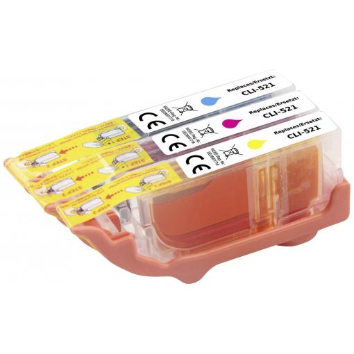 Renkforce Ink náhradní Canon CLI-521C, CLI-521M, CLI-521Y kompatibilní kombinované balení azurová, purppurová, žlutá RF-5706066