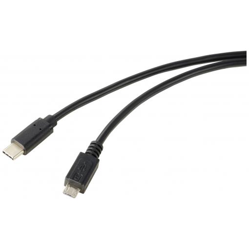 Renkforce USB kabel USB 2.0 USB-C ® zástrčka, USB Micro-B zástrčka 1.00 m černá kulatý RF-5719754