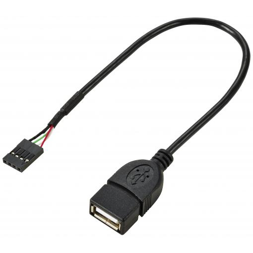 Renkforce USB kabel USB 2.0 plochý konektor 4pol., USB-A zásuvka 0.20 m černá RF-5719746