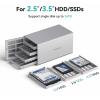 Renkforce RF-5587610 pouzdro pevného disku SATA Počet šachet pevných disků: 4 Bay 2.5 palec, 3.5 palec Vč. 80mm ventilátoru hliníkové pouzdro USB 3.2 (Gen 1x1)