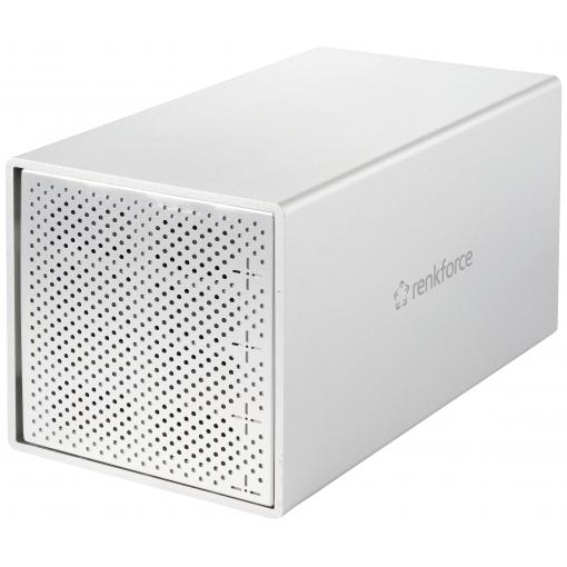 Renkforce RF-5587610 pouzdro pevného disku SATA Počet šachet pevných disků: 4 Bay 2.5 palec, 3.5 palec Vč. 80mm ventilátoru hliníkové pouzdro USB 3.2 (Gen 1x1)