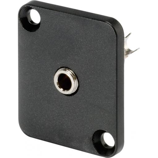 Hicon HI-J35SEFD jack konektor 3.5 mm přírubová zásuvka, rovná Pólů: 3 stereo černá 1 ks