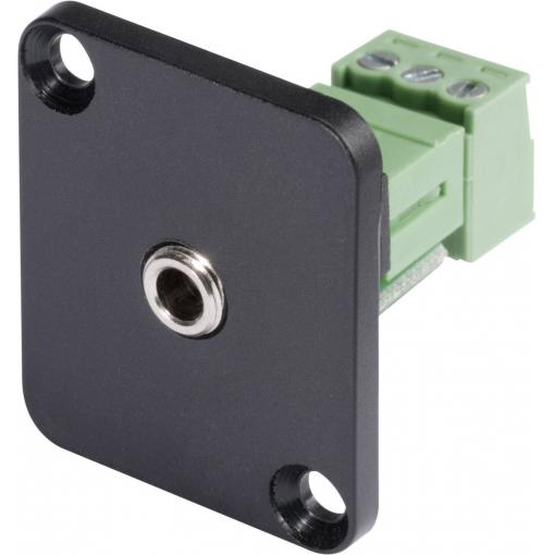 Hicon HI-J35SEFD-S jack konektor 3.5 mm přírubová zásuvka, rovná Pólů: 3 stereo černá 1 ks