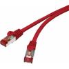 Renkforce RF-5251926 RJ45 síťové kabely, propojovací kabely CAT 6 S/FTP 0.15 m červená s ochranou, pozlacené kontakty, samozhášecí 1 ks
