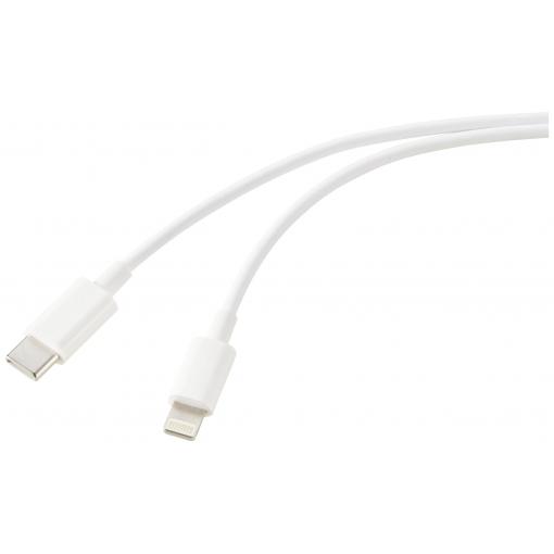 Renkforce USB kabel USB 2.0 USB-C ® zástrčka, Apple Lightning konektor 1.00 m bílá (ledový vzor) RF-5724078