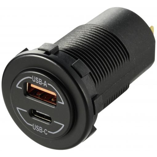 VOLTCRAFT Automobilová vestavná USB zásuvka s Power Delivery, 60 W 12/24 V
