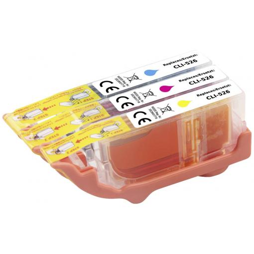 Renkforce Ink náhradní Canon CLI-526C, CLI-526M, CLI-526Y kompatibilní kombinované balení azurová, purppurová, žlutá RF-5688328