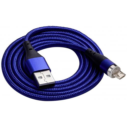 Akyga USB kabel USB-A zástrčka, USB Micro-B zástrčka 1.00 m modrá magnetická zástrčka AK-USB-47