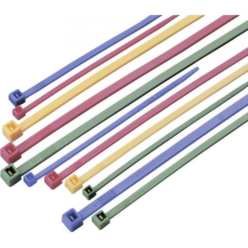 TRU COMPONENTS TC-11919648 stahovací pásky 100 x 2.5 mm, 203 x 2.5 mm, 292 x 3.6 mm zelená, červená, modrá, žlutá;100 ks