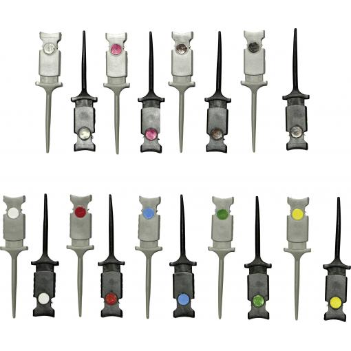 VOLTCRAFT Svorkové zkušební minihroty, konektor 0,64 mm, CAT I, černá, červená, hnědá, zelená, žlutá, fialová, modrá, bílá, šedá