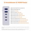 Verico Mojo 140W GaN 5 USB nabíječka, 2x USB A, 3x USB-C®, 140 W, Power Delivery 3.0, bílá