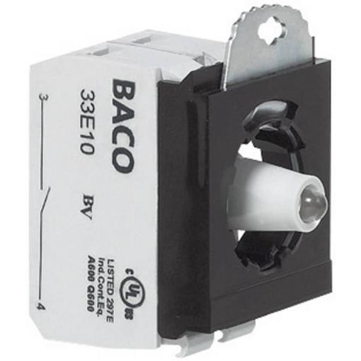 BACO 333ERAGL10 spínací kontaktní prvek, LED kontrolka s upevňovacím adaptérem 1 spínací kontakt zelená bez aretace 24 V 1 ks