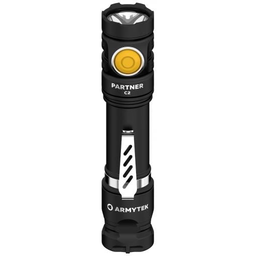ArmyTek Partner C2 Magnet USB White LED kapesní svítilna, s klipem na opasek, s brašnou, napájeno akumulátorem, 1100 lm, 118 g