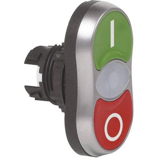 BACO BA223982 L61QB21 dvojitý tlakový spínač plastový přední prstenec, pochromované provedení zelená, červená 1 ks