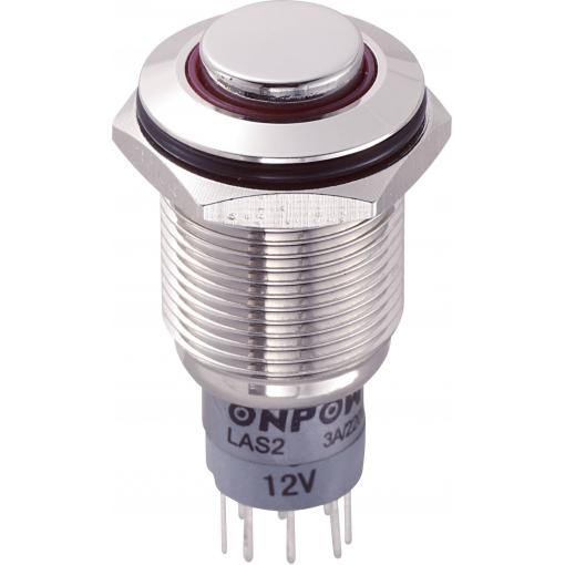 TRU COMPONENTS LAS2GQH-22E/R/12V/N/P, 701982 tlačítko antivandal, 16 mm, 250 V/AC, 3 A, 1 ks