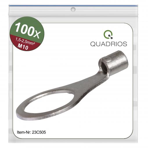 Quadrios 23C505 kulaté kabelové oko Průřez (max.)=2.5 mm² Ø otvoru=10.5 mm bez izolace 100 ks