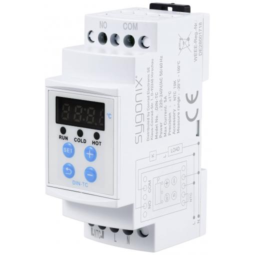 Sygonix teplotní spínač na DIN lištuSY-5984674, -20 - 100 °C