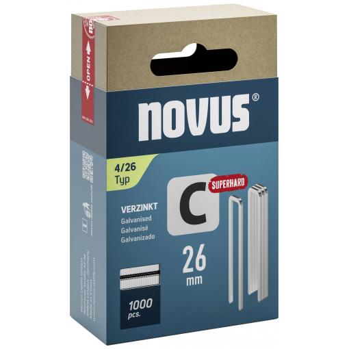 Novus Tools 042-0804 sponky s úzkým hřbetem Typ 4 1000 ks Rozměry (d x š) 26 mm x 6.1 mm
