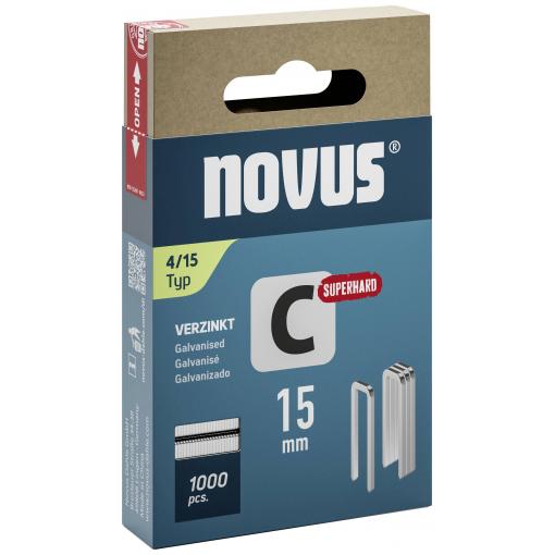 Novus Tools 042-0801 sponky s úzkým hřbetem Typ 4 1000 ks Rozměry (d x š) 15 mm x 6.1 mm
