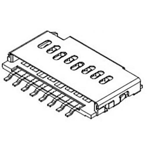 Molex Slot pro paměťovou kartu 8, rozteč 1.1 mm, 105162-0001, 1 ks Tape on Mini reel