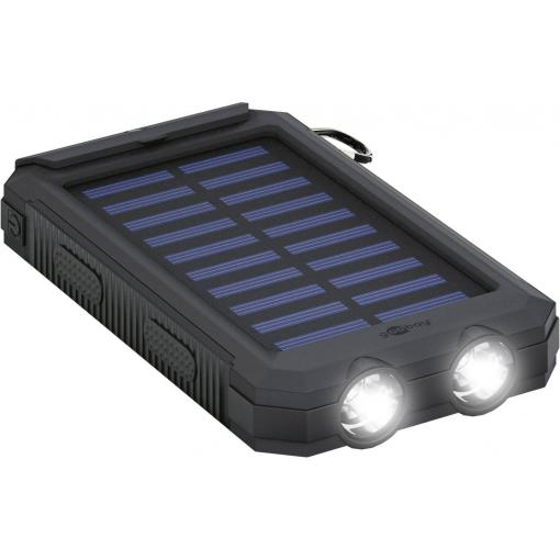Goobay Goobay 49216 Solar Powerbank 8000 mAh, 2x USB-A Anschlüsse, LED-Anzeige, Schwarz, 49216 solární nabíječka, max. nabíjení 200 mA, 8000 mAh