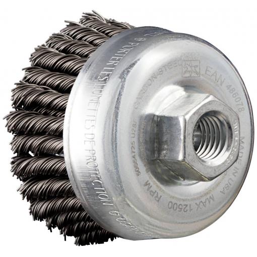 PFERD TOOLS Hrncový kartáč POS, 2řadý, tepelně tvarovaný TBG HD Ø 65 mm, M14, ocelová drát Ø 0,50 mm, úhlová bruska POS TBG 65/M14 ST 0,50 2RH HD 43305032 1 ks