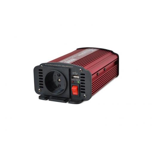 Měnič napětí GETI GPI  312 12V/230V 300W USB Schuko