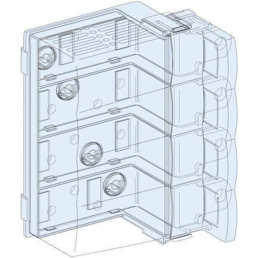 Prizmatický kryt-P, spojovací blok, Compact NSX100-250/INS250 4pin, pevná vestavba, horizontální, vertikální sběrná lišta Linergy BW Schneider Electric