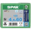 SPAX 0197000450603 R 88091 Senkkopf T-STAR TG šroub do dřeva 4.5 mm 60 mm T-STAR plus nerezová ocel A2 100 ks