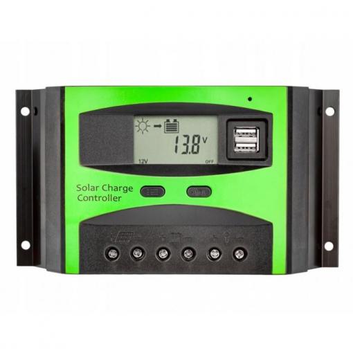 Solární regulátor PWM 12-24 V / 40 A s USB, LiFePO4 / Li-ion / Pb