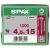 SPAX 0201010450155 R 88093 Ruko m.Spitze/T-STAR šroub do dřeva 4.5 mm 15 mm T-STAR plus ocel WIROX 1000 ks