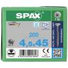 SPAX 0197000450453 R 88091 Senkkopf T-STAR TG šroub se zápustnou hlavou 4.5 mm 45 mm T-STAR plus nerezová ocel A2 200 ks