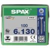 SPAX 880910190060130 R 88091 Senkkopf/T-STAR TG šroub se zápustnou hlavou 6 mm 130 mm Torx, vnitřní korunka šestihranná ocel galvanizováno zinkem 100 ks