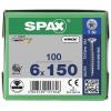 SPAX 880910190060150 R 88091 Senkkopf/T-STAR TG šroub se zápustnou hlavou 6 mm 150 mm Torx, vnitřní korunka šestihranná ocel galvanizováno zinkem 100 ks