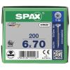 SPAX 880910190060070 R 88091 Senkkopf/T-STAR TG šroub do dřeva 6 mm 70 mm T-STAR plus ocel WIROX 200 ks