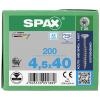 SPAX 0197000450403 R 88091 Senkkopf T-STAR TG šroub se zápustnou hlavou 4.5 mm 40 mm T-STAR plus nerezová ocel A2 200 ks