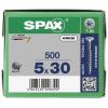 SPAX 880910190050030 R 88091 Senkkopf/T-STAR TG šroub se zápustnou hlavou 5 mm 30 mm Torx, vnitřní korunka šestihranná ocel galvanizováno zinkem 500 ks