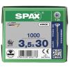 SPAX 880910190035030 R 88091 Senkkopf/T-STAR TG šroub se zápustnou hlavou 3.5 mm 30 mm Torx, vnitřní korunka šestihranná ocel galvanizováno zinkem 1000 ks