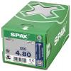 SPAX 880910190040080 R 88091 Senkkopf/T-STAR TG šroub se zápustnou hlavou 4 mm 80 mm Torx, vnitřní korunka šestihranná ocel galvanizováno zinkem 200 ks