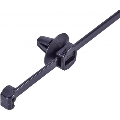 HellermannTyton 150-37791, T50ROS-SFT6,5 16-3, stahovací pásky, 4.60 mm, 200 mm, černá, s rozpěrnou kotvou a talířem, 1 ks