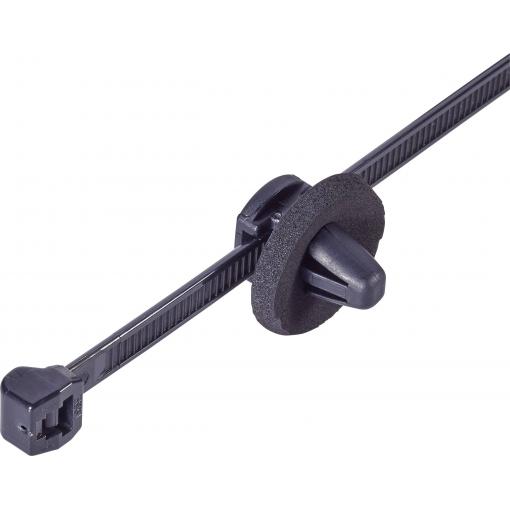 HellermannTyton 150-93100, T50ROSSFT6,5ZD 16-2, stahovací pásky, 4.60 mm, 200 mm, černá, s rozpěrnou kotvou, u talíře utěsněnou, 1 ks