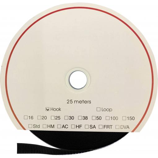FASTECH® T0101699990325 pásek se suchým zipem, zalepení hotmelt , háčková část, (d x š) 25000 mm x 16 mm, černá, 25 m
