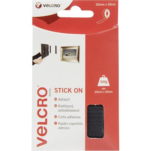 VELCRO® VEL-EC60225 pásek se suchým zipem, lepicí, háčková a flaušová část, (d x š) 500 mm x 20 mm, černá, 0.5 m